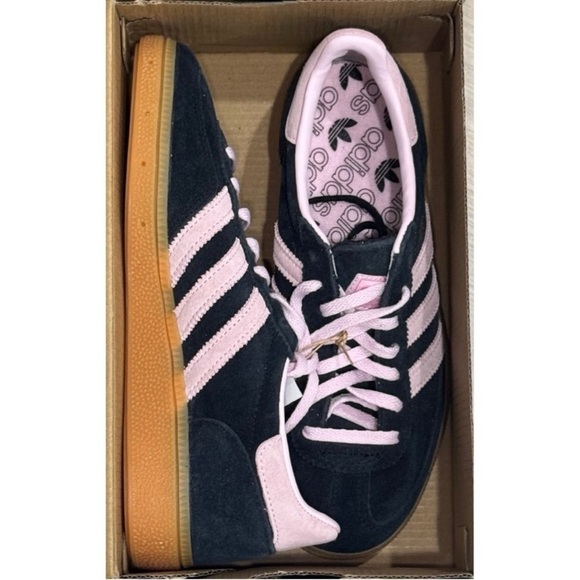 Adidas Originals HANDBALL SPEZIAL women's suede black with pink stripe Sneakers - Picture 7 of 14